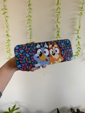 Bluey Cartoon Metal Pencil Case - Blue & Multicolor